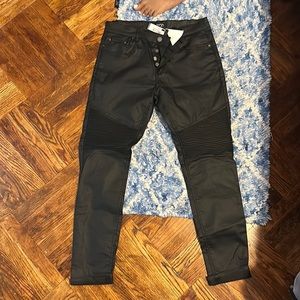 Men faux leather skinny fit boohoo jeans.